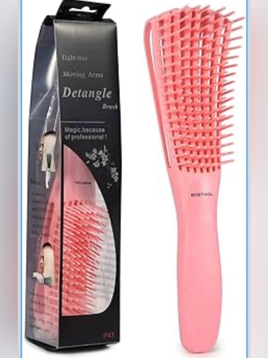 Other - Pink Detangling Hair Brush - Flexible Bristles